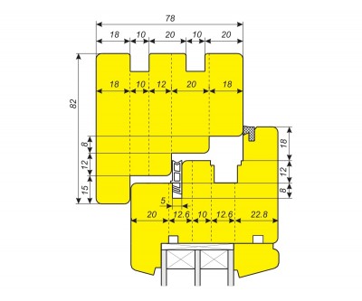 Фрезы для изготовления оконного блока WE1 сечением 78 x 82 мм (фурнитура 12/18-9, водоотливная шина Neckar 22F)